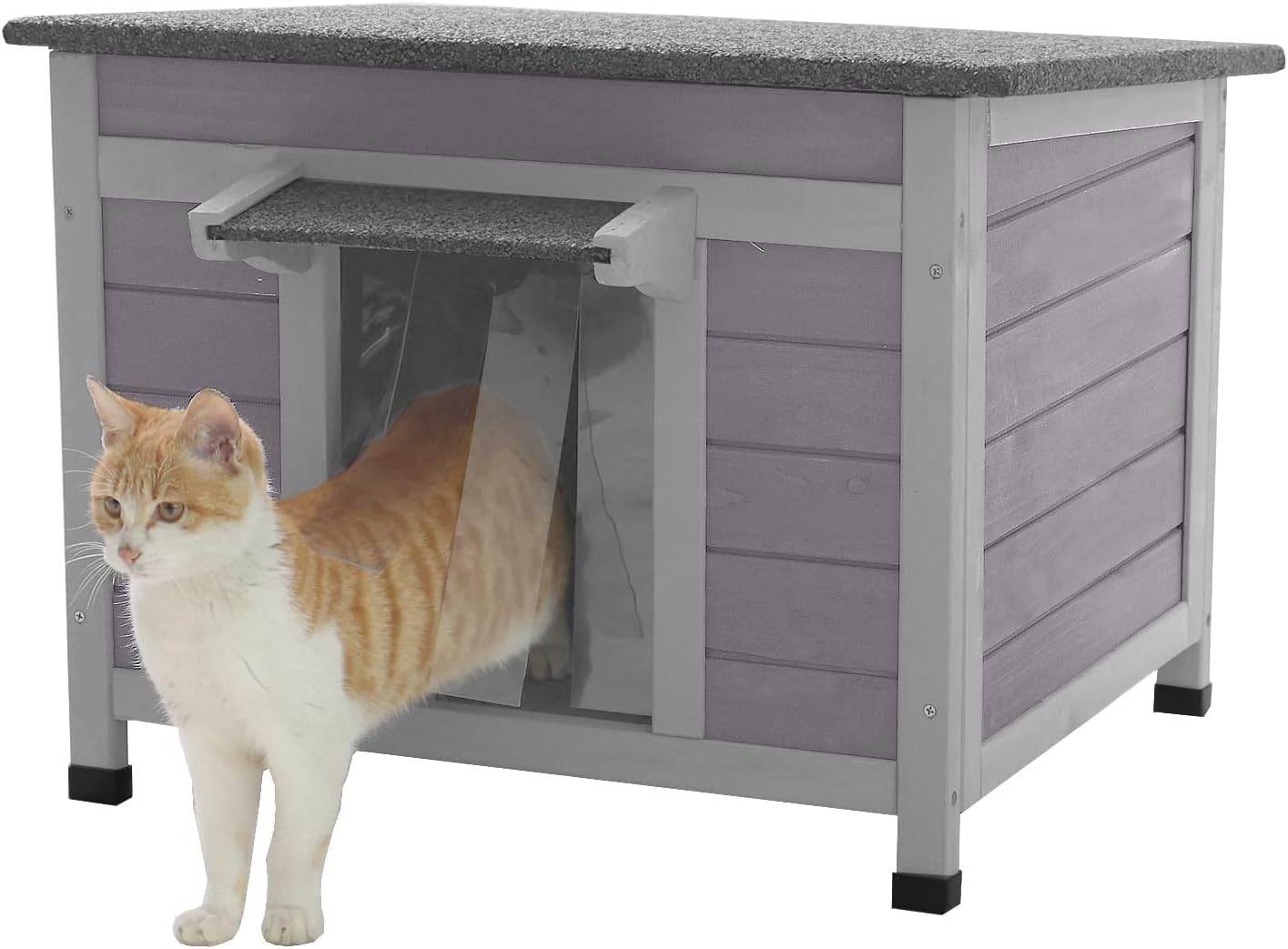 Aivituvin Cat House Waterproof Feral Kitty Shelter Outdoor Indoor Rabbit Hutch for Bunnies,Cats,Dogs and Other Small Animals,Asphalt Roof - Pet Explorer