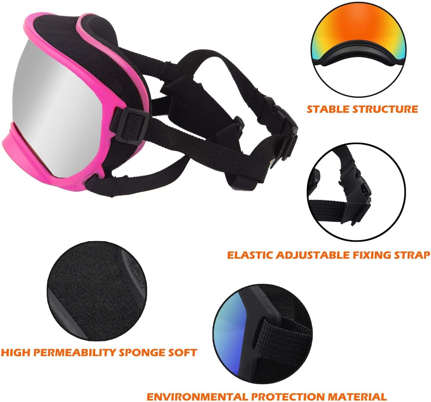 Medium Dog Sunglasses with Adjustable Strap UV Protection, Winproof Dog Puppy Sunglasses, Suitable for Medium Dog Pet Glasses, Dogs Eyes Protection,Soft Dog Goggles - Pet Explorer