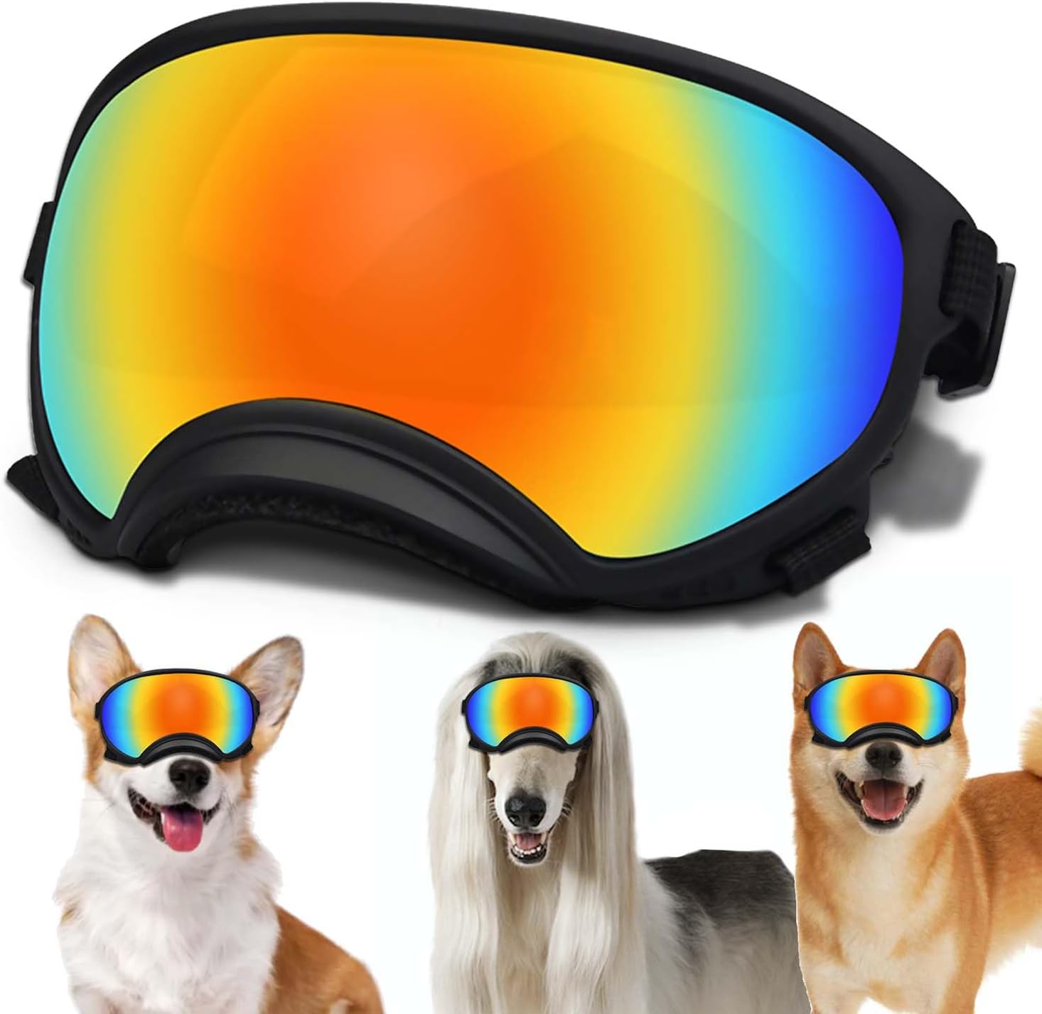 Medium Dog Sunglasses with Adjustable Strap UV Protection, Winproof Dog Puppy Sunglasses, Suitable for Medium Dog Pet Glasses, Dogs Eyes Protection,Soft Dog Goggles - Pet Explorer