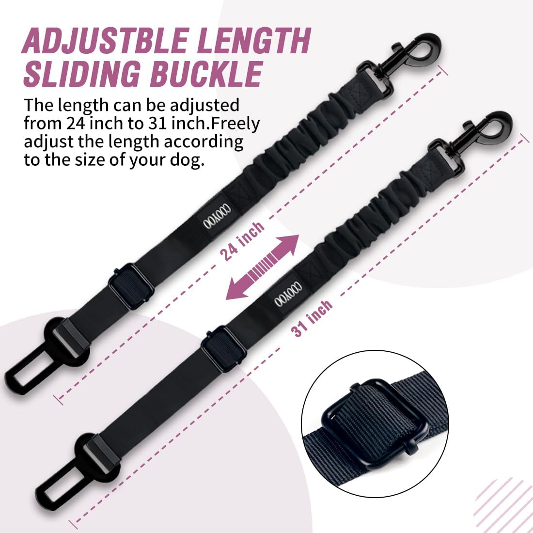 COOYOO Dog Seat Belt,3 Piece Set Retractable Dog Car Adjustable Seatbelts for Vehicle Nylon Pet Safety Heavy Duty & Elastic & Durable Car Harness for Dogs - Pet Explorer