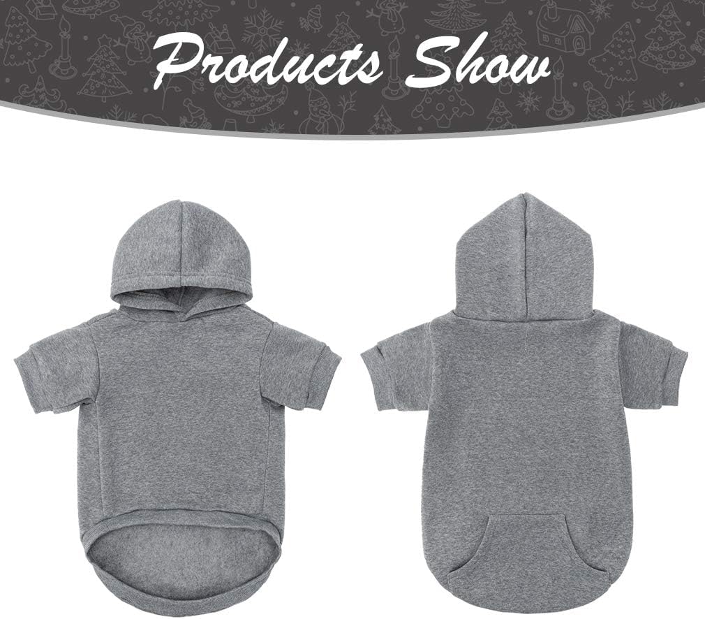 KOOLTAIL Basic Dog Hoodie - Soft and Warm Dog Hoodie Sweater with Leash Hole and Pocket, Dog Winter Coat, Cold Weather Clothes Sweatshirt for Small Medium Large Dogs Puppy Cat Boys Girls Grey XS