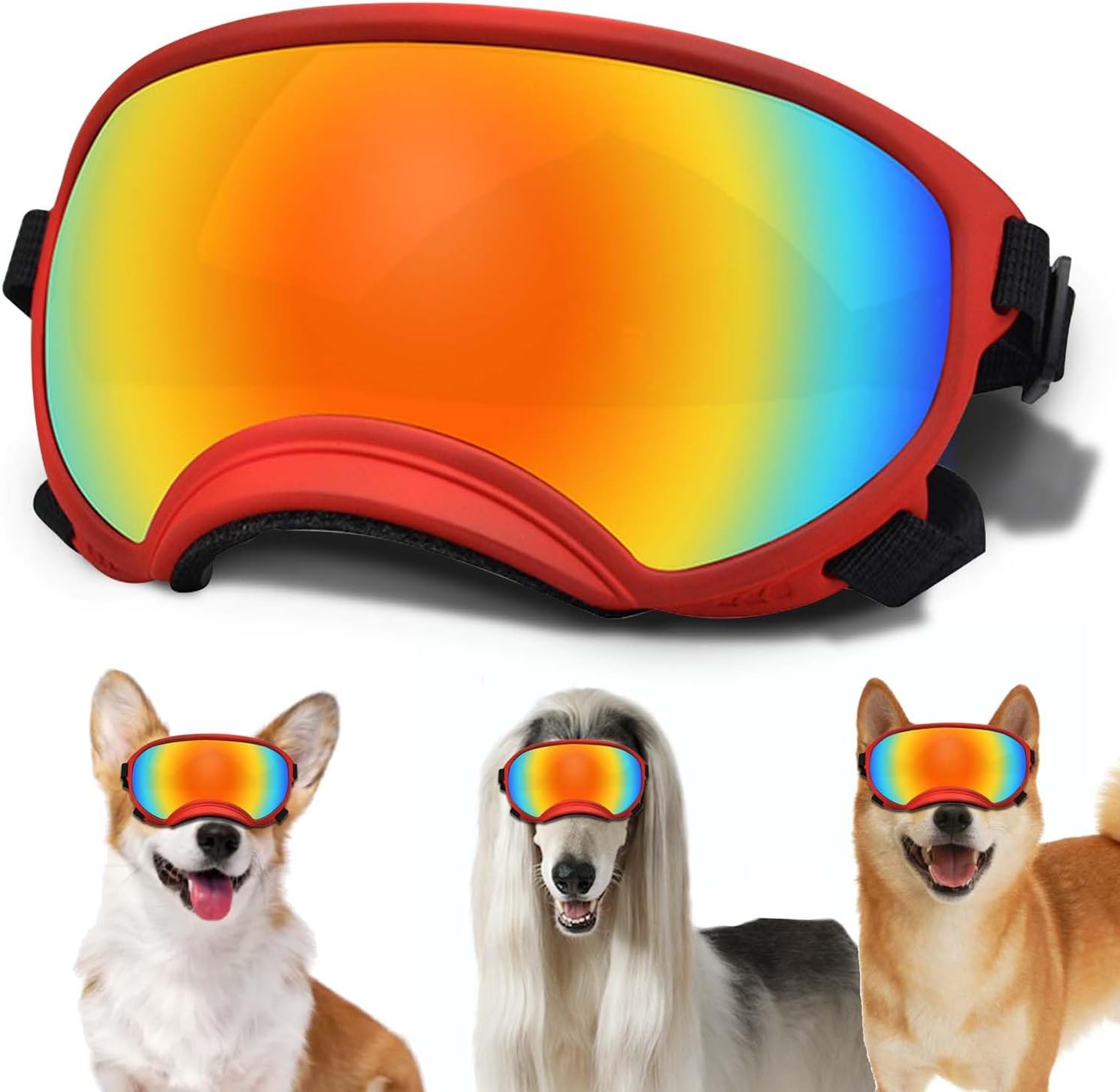 Medium Dog Sunglasses with Adjustable Strap UV Protection, Winproof Dog Puppy Sunglasses, Suitable for Medium Dog Pet Glasses, Dogs Eyes Protection,Soft Dog Goggles - Pet Explorer