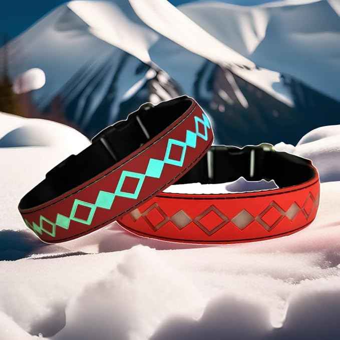 LED Dog Collar with AirTag Holder and Custom ID Tag, 15 Light Modes, Waterproof, Multiple Colors (RED, M(11.8-15.7"))