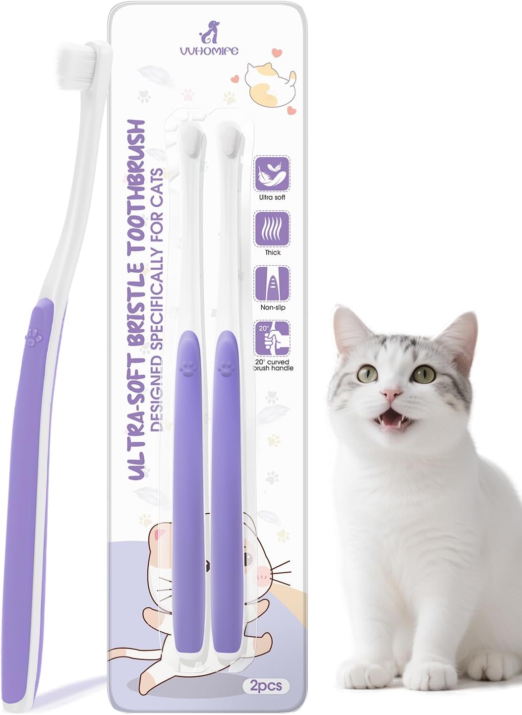Cat Toothbrush for Kitten Teeth Cleaning – Soft Bristle Cat Dental Brush Set with Compact Head – Gentle Oral Care Tool for Daily Brushing Routine, Loved by Vets and Fur Babies - Pet Explorer