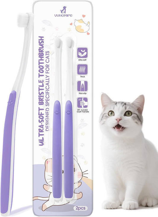 Cat Toothbrush for Kitten Teeth Cleaning – Soft Bristle Cat Dental Brush Set with Compact Head – Gentle Oral Care Tool for Daily Brushing Routine, Loved by Vets and Fur Babies - Pet Explorer