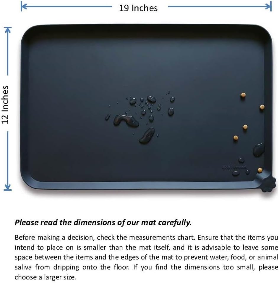 Hoki Found Silicone Pet Food Mats Tray - Non Slip Pet Bowl Mats Placemat - Dog Cat Feeding Mat - Waterproof Dog Food Mats -Pet Water Mats for Floors -Black - Pet Explorer