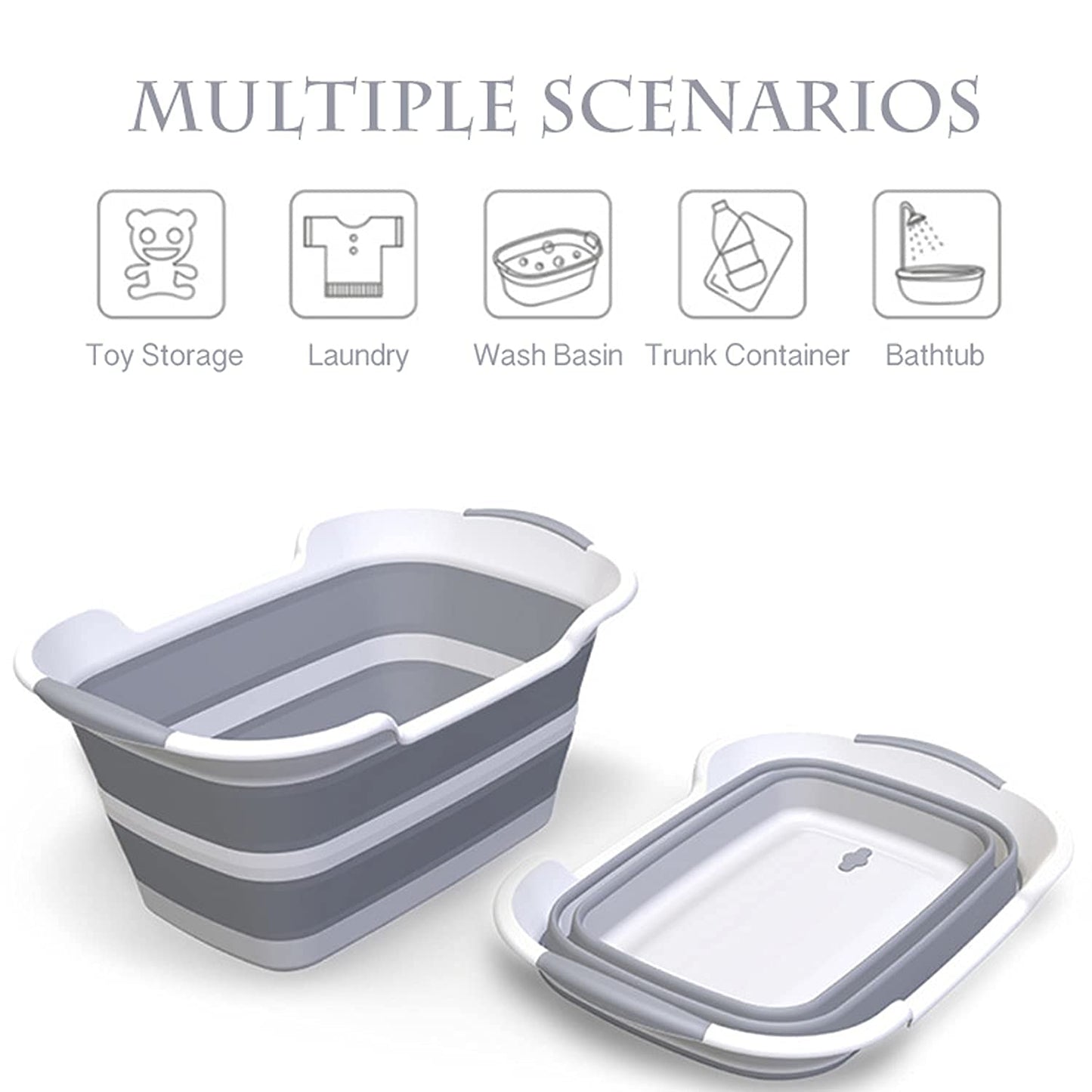 Collapsible Pet Bathtub with Water Drain Plug, Foldable Bathtub for Puppy Small Dogs Cats, Portable & Space Saving Design, BPA Free, Grey - Pet Explorer