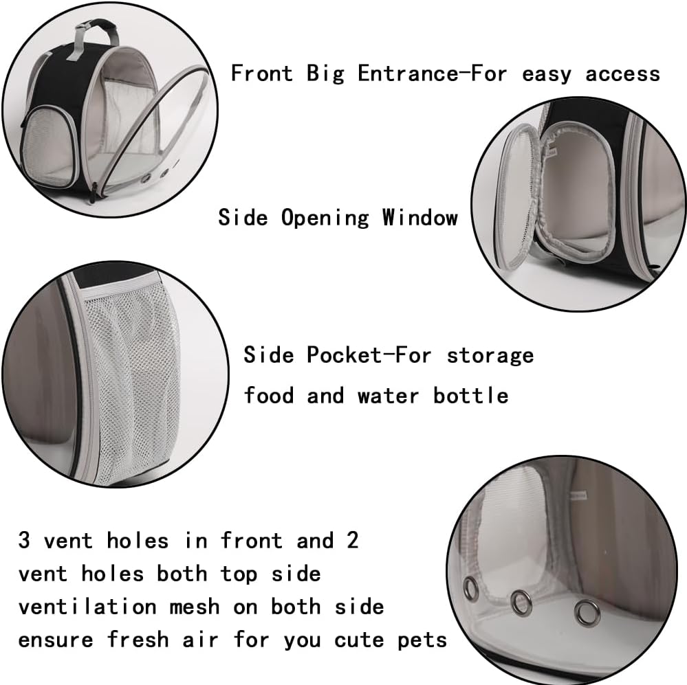 Hamster Backpack Carrier, Bearded Dragon Carrier Backpack with Clear Bubble Window,Small Animal Travel Backpack for Sugar Glider Hedgehog Rat Parrot, Airline Approved (Blue, Backpack) - Pet Explorer