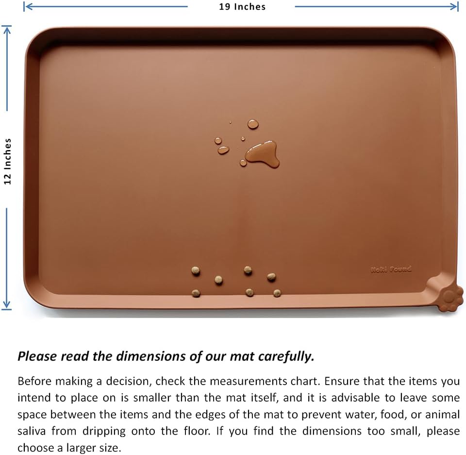 Hoki Found Silicone Pet Food Tray - Non Slip Pet Dog Bowl Mats - Cat Waterproof Mat for Carpet - Caramel - Pet Explorer