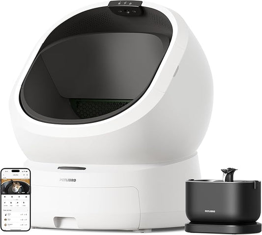 Bundle of PETLIBRO Upgrade Luma Automatic Cat Litter Box + Cordless Cat Water Fountain, AI Camera Waste Analysis, Triple Safety Protection Self Cleaning Litter Box, Odor Control in-App Usage Tracking