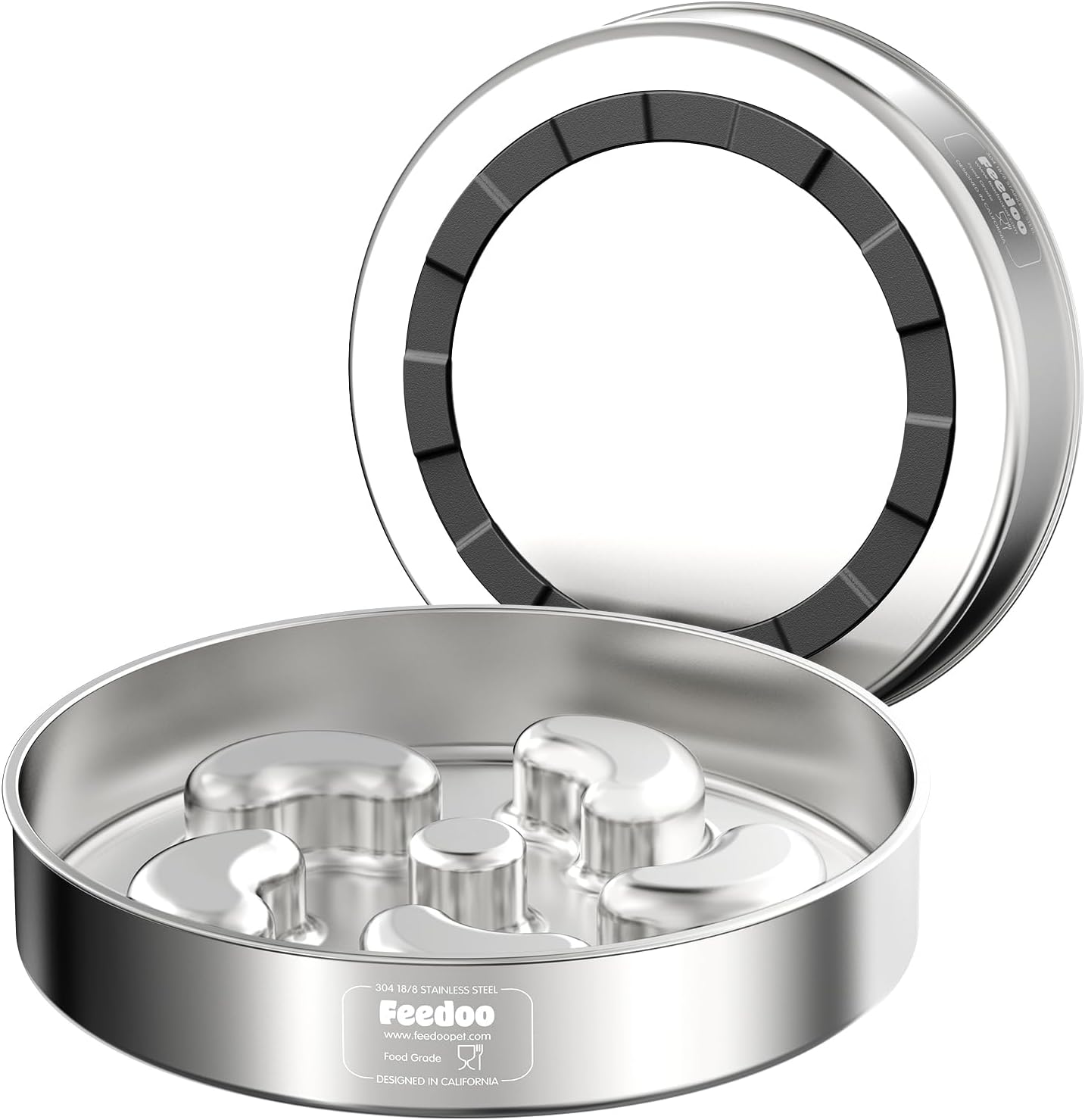 Slow Feeder Dog Bowl, Double Wall Food Grade Stainless Steel, Heavy Duty with Non-Slip Rubber Base, 2Cups Capacity for Medium Dogs to Slow Down Eating - Pet Explorer