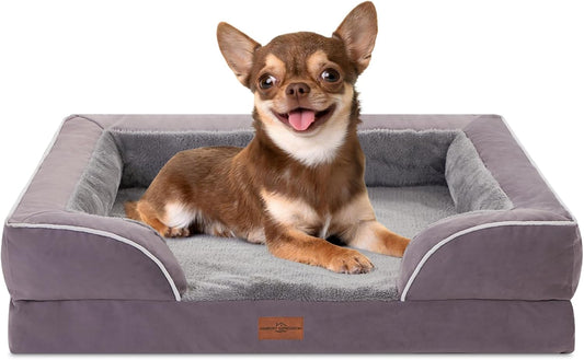 Comfort Expression Small Dog Beds Waterproof Orthopedic Foam Dog Sofa Beds for Small Dogs Comfy Pet Bed with Washable Removable Cover & Non-Slip Bottom(X-Small,Purple) - Pet Explorer