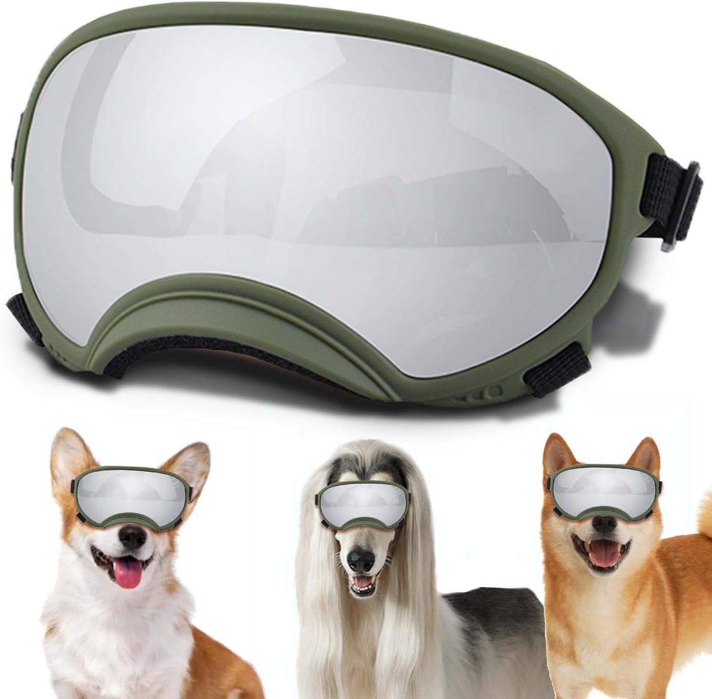 Medium Dog Sunglasses with Adjustable Strap UV Protection, Winproof Dog Puppy Sunglasses, Suitable for Medium Dog Pet Glasses, Dogs Eyes Protection,Soft Dog Goggles - Pet Explorer