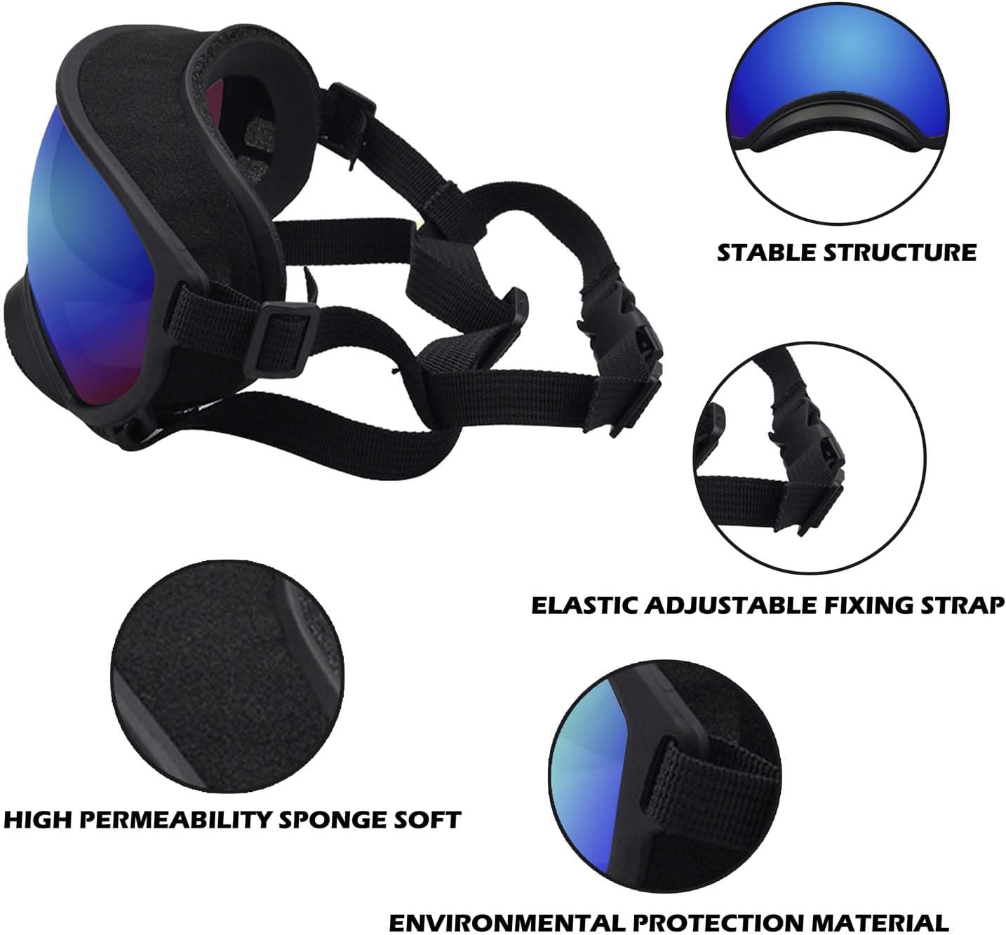 Medium Dog Sunglasses with Adjustable Strap UV Protection, Winproof Dog Puppy Sunglasses, Suitable for Medium Dog Pet Glasses, Dogs Eyes Protection,Soft Dog Goggles - Pet Explorer