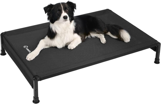 Veehoo Cooling Outdoor Dog Bed, Heavy Duty Elevated Pet Bed with Washable & Breathable Teslin Mesh, Non-Slip Silicon Feet, Dog Cot Bed with Support Hem, 41" x 27", Black, CWC2433 - Pet Explorer