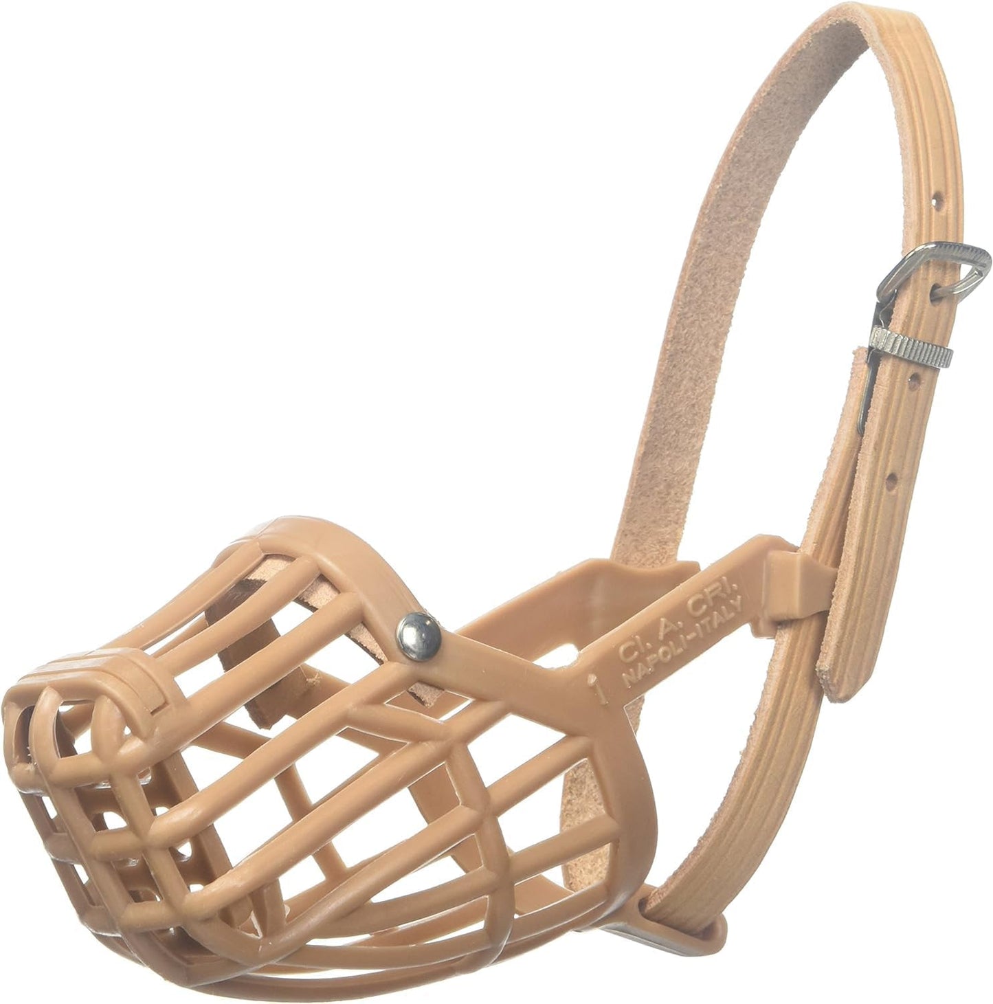 Leather Brothers Italian Basket Dog Muzzle, Adjustable Secure Fit, Comfortable Design, Training and Safety, Averts Biting, Prevents Chewing and Scavenging, Perfect for Grooming - Tan, Size 4 - Pet Explorer