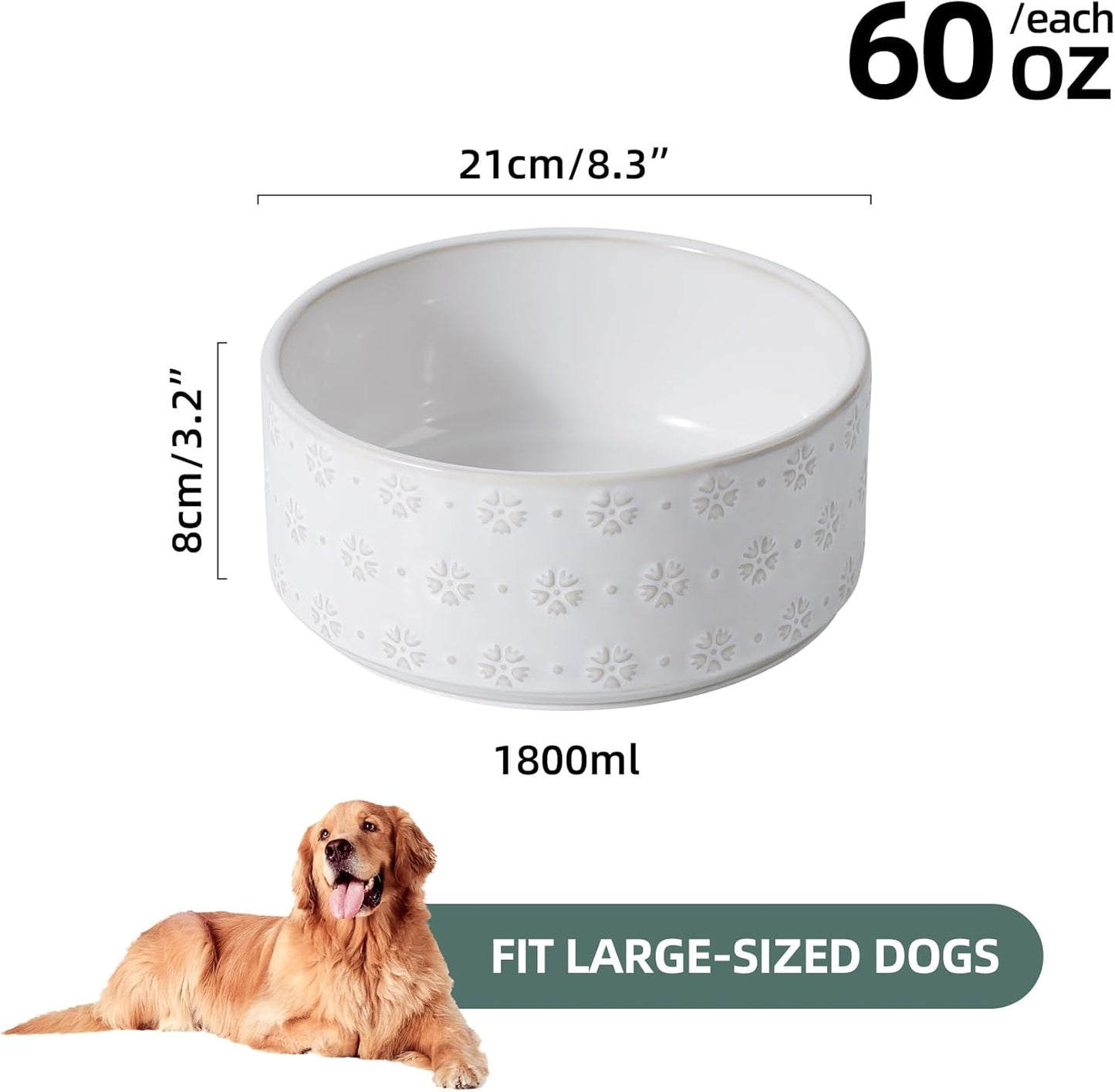 8.2inch Ceramic Dog Bowl, Food and Water Bowl for Large Breed Dog, Pet Bowl for Replacement (Single Bowl, Arctic White) - Pet Explorer