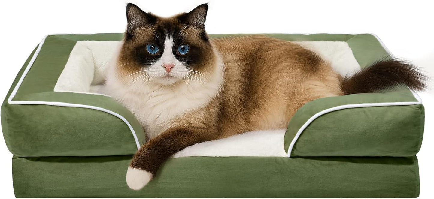 Comfort Expression Small Dog Beds Waterproof Cat Beds Orthopedic Foam Sofa Beds for Small Dogs Comfy Pet Bed with Washable Removable Cover & Non-Slip Bottom(XX-Small,Light Green) - Pet Explorer