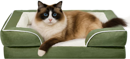 Comfort Expression Small Dog Beds Waterproof Cat Beds Orthopedic Foam Sofa Beds for Small Dogs Comfy Pet Bed with Washable Removable Cover & Non-Slip Bottom(XX-Small,Light Green) - Pet Explorer