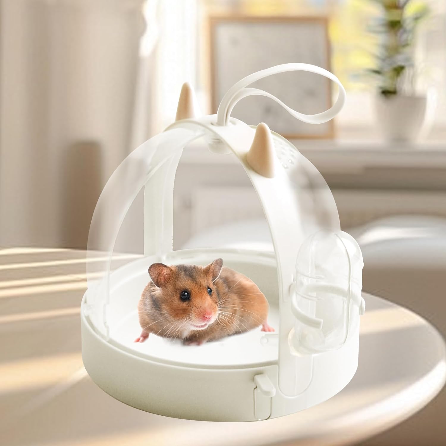 Hamster Portable Cage Travel Case,Hamster Carrying Cage High Permeability Guinea Pig Travel Cage with Water Bottle Travel Carrier for Gerbils Mice Guinea Pigs Sugar Glider(White) - Pet Explorer