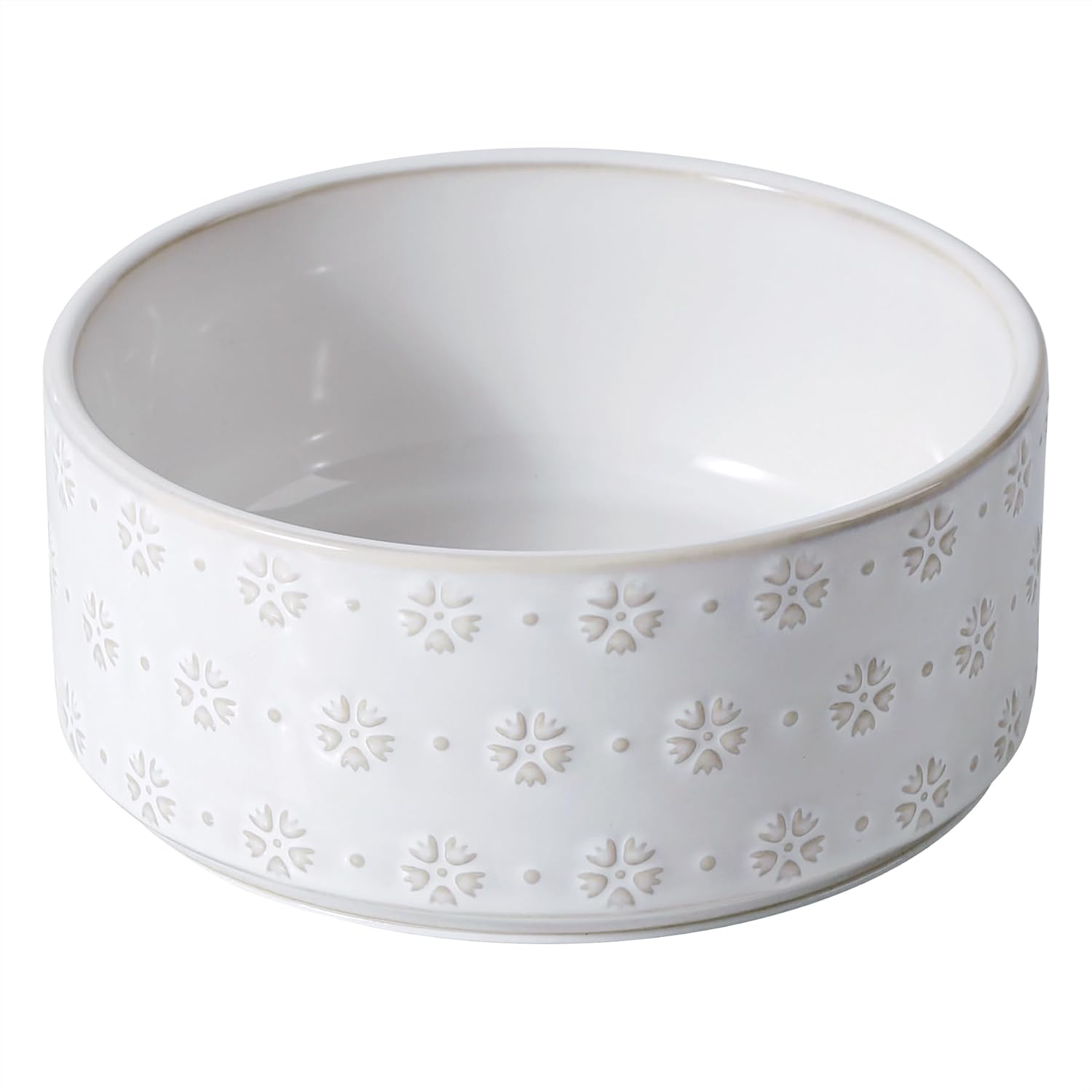 7.3inch Ceramic Dog Bowl, Food and Water Bowl for Medium Breed Dog, Pet Bowl for Replacement (Single Bowl, Arctic White) - Pet Explorer
