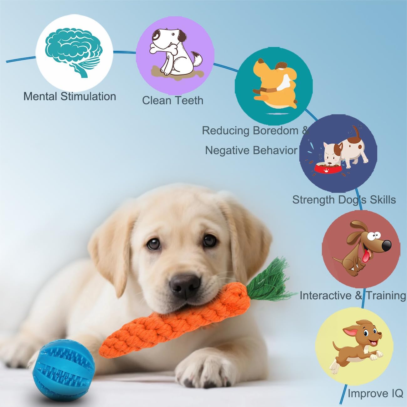 Dog Toys 15 Pack for Teeth Cleaning and Fun, Puppy Teething Chew Toys Interactive Rope Squeaky Treat Balls & Rubber Tous Bulk– Variety Dog Gifts Set Reduce Anxiety & Save Furniture - Pet Explorer