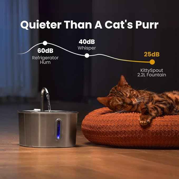 Stainless Steel Cat Water Fountain Automatic Drinking Fountain, Quiet Circulating Water Bowl, Dishwasher Safe, Indoor Pet Fountain for Hydrated Healthy Cats (Stainless Steel, 2.2L Corded)