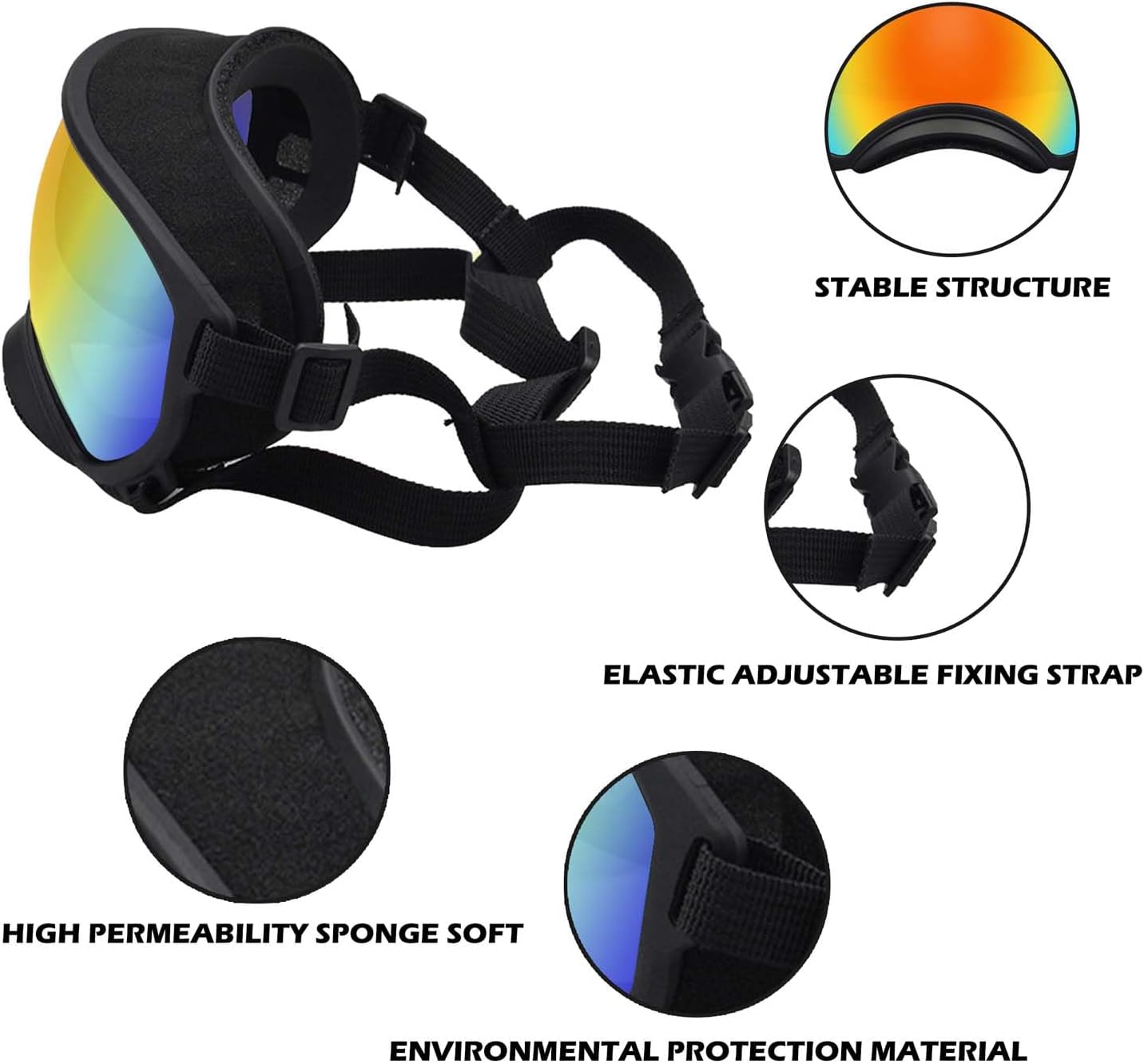 Medium Dog Sunglasses with Adjustable Strap UV Protection, Winproof Dog Puppy Sunglasses, Suitable for Medium Dog Pet Glasses, Dogs Eyes Protection,Soft Dog Goggles - Pet Explorer