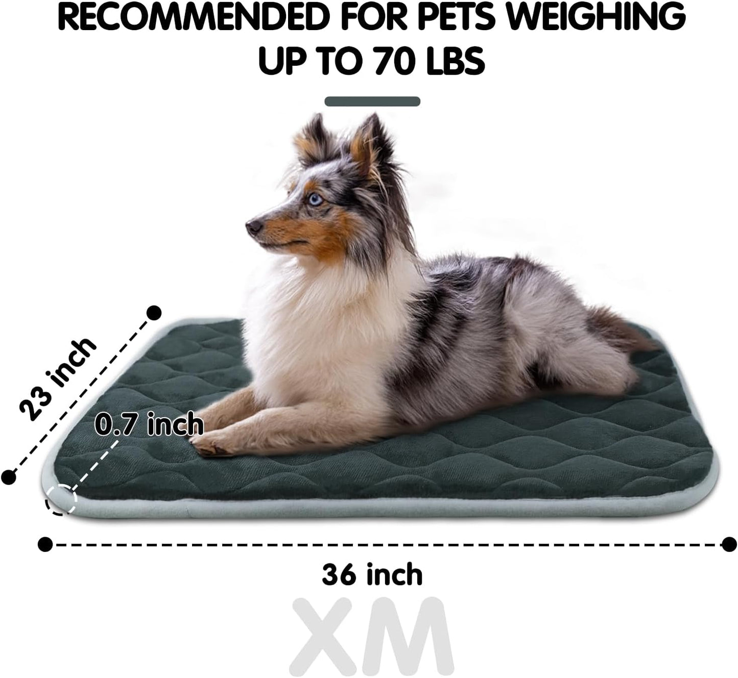 furrybaby Dog Bed Mat Flat Crate Mat with Anti-Slip Bottom Machine Washable Pet Kennel Pad for Dog Sleeping (XM 36x23'', Grey Mat) - Pet Explorer