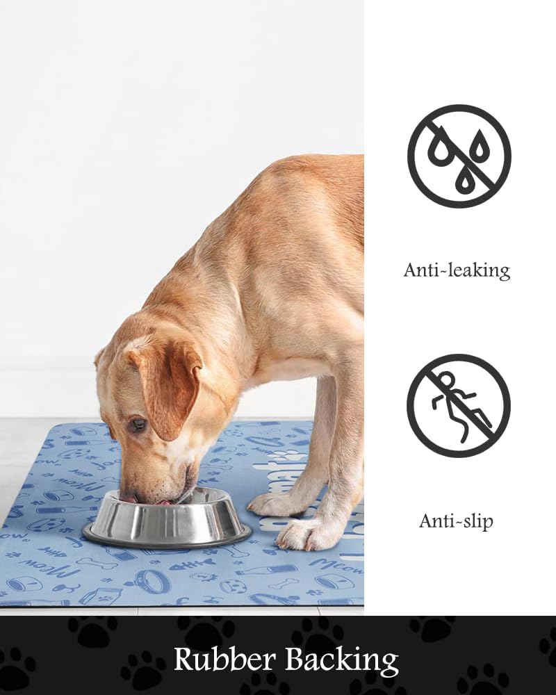 Pet Feeding Mat-Absorbent Dog Mat for Food and Water Bowl-No Stains Quick Dry Water Dispenser Mat-Dog Accessories Pet Supplies-Bowl for Messy Drinkers（PAW,16"x24" - Pet Explorer