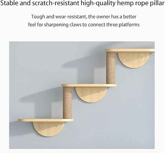 Cat Climbing Wall Mounted Cat Bed Wooden Includes House Bridge Tree Steps and Scratcher (color01)