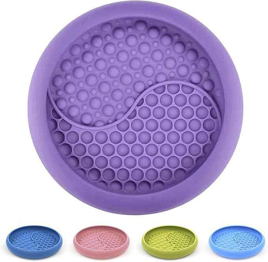 Dog Lick Bowl, Non-Slip Dog Slow Feeder Licking Mat Treat Dispenser, Interactive and Enrichment Toys, Boredom & Anxiety Reducer, BPA Free Silicone (Purple, Large)