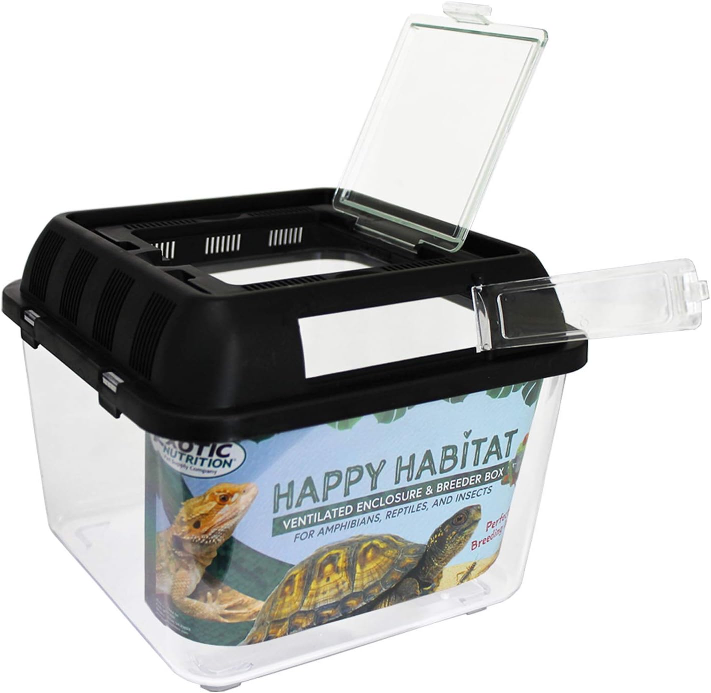 Happy Habitat (Standard) - Ventilated Enclosure & Breeder Box - for Live Feeder Insects, Reptiles, Amphibians & Other Small Pets - Durable Plastic Portable Terrarium - Pet Explorer