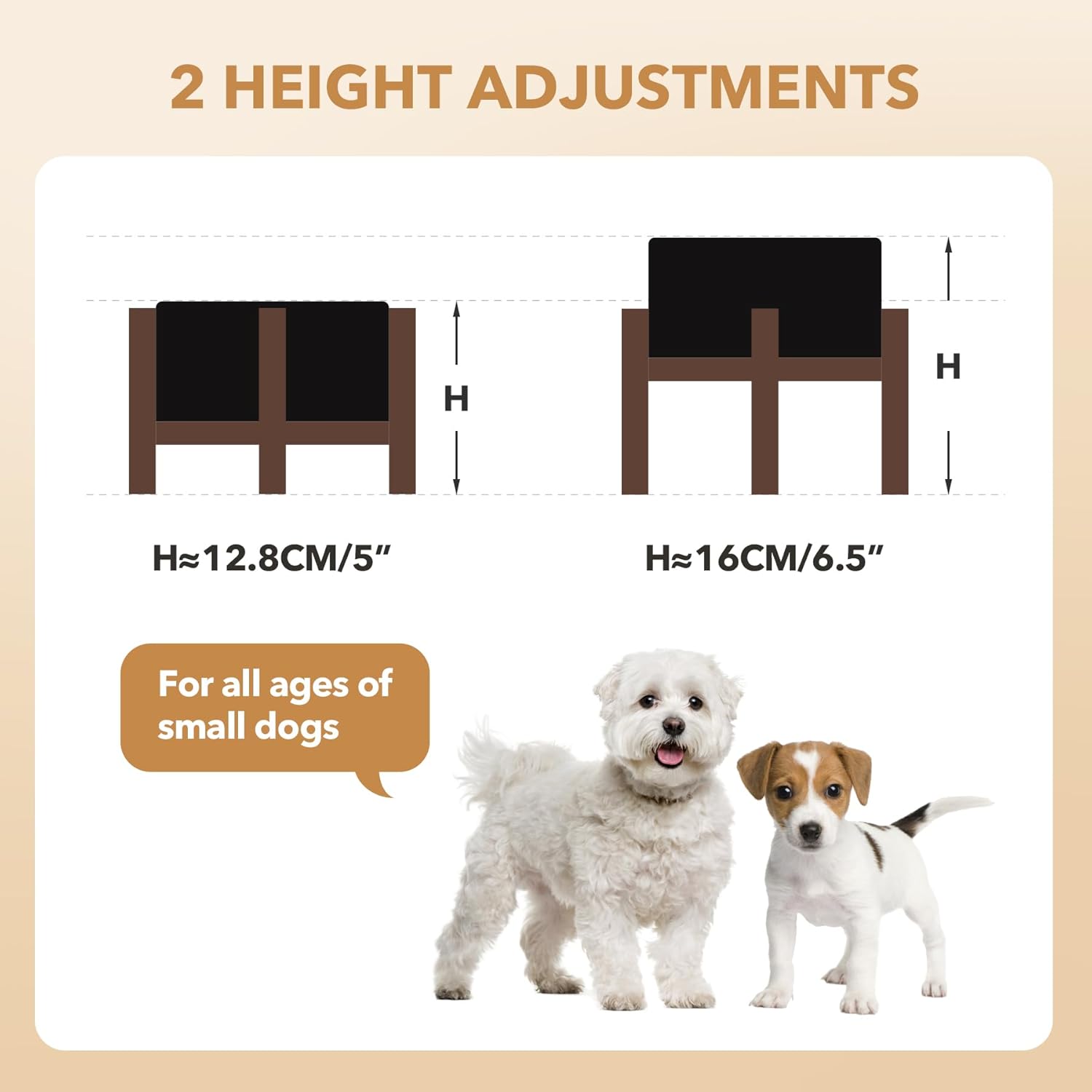 Ceramic 6.1inch Raised Double Dog Bowls Set with Acacia Wood Stand, 2 Heights Elevated, Food & Water Bowls for Small Dogs(28.2oz, Starry Sky) - Pet Explorer
