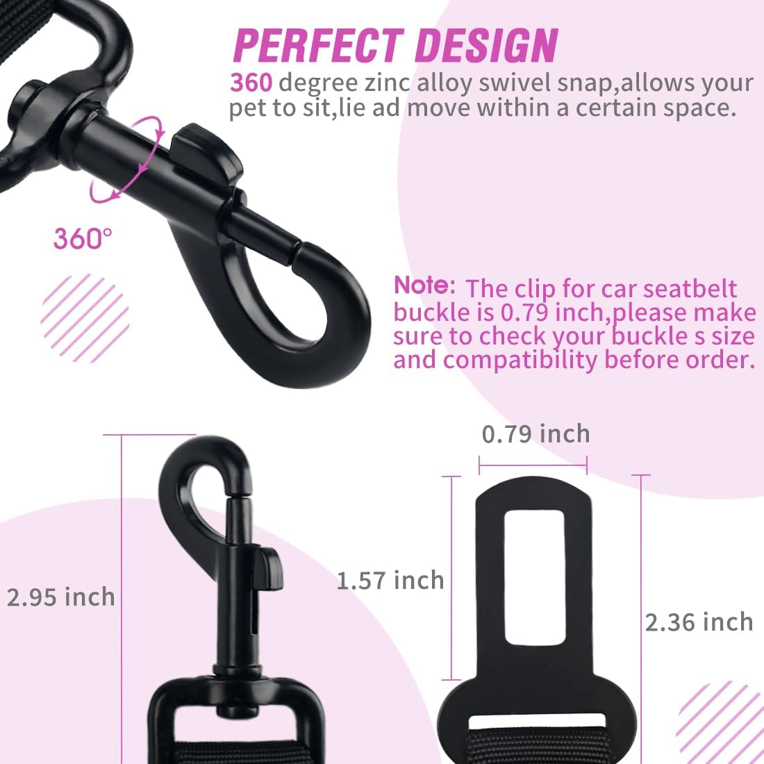 COOYOO Dog Seat Belt, Durability Retractable Dog Car Harness Adjustable Dog Seat Belt for Vehicle Nylon Pet Safety Seat Belts Heavy Duty & Elastic - Pet Explorer