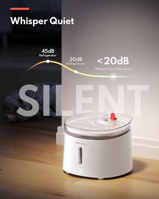 Homerunpet Cat Water Fountain Porcelain-Tray, Wireless Self-Cleaning Pump, Ultra Quiet 20dB Pet Water Dispenser for Cats and Dogs, Easy-to-Clean 2L/68oz with Smart LED and 4-Stage Filtration