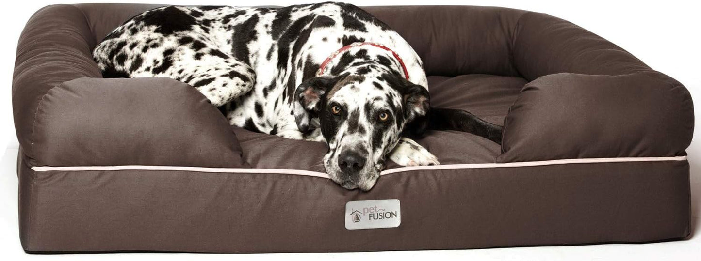 PetFusion Ultimate Dog Bed, Orthopedic Memory Foam, Multiple Sizes/Colors, Medium Firmness Pillow, Waterproof Liner, YKK Zippers, Breathable 35% Cotton Cover, 1yr. Warranty,Brown, XXL Jumbo (50x40") - Pet Explorer