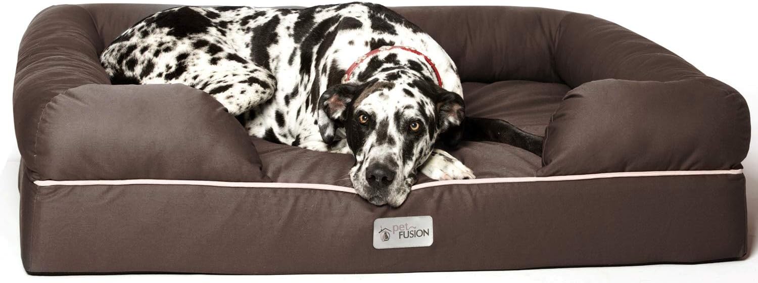 PetFusion Ultimate Dog Bed, Orthopedic Memory Foam, Multiple Sizes/Colors, Medium Firmness Pillow, Waterproof Liner, YKK Zippers, Breathable 35% Cotton Cover, 1yr. Warranty,Brown, XXL Jumbo (50x40") - Pet Explorer