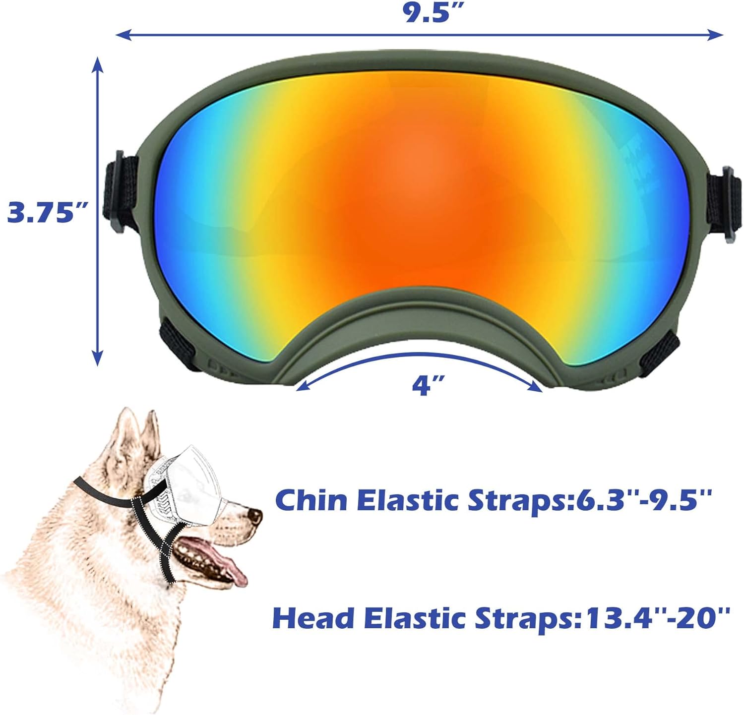 Winproof Adjustable Strap Dog Sunglasses, UV Protection, Suitable for Medium-Large Dogs, Soft Goggles - Pet Explorer