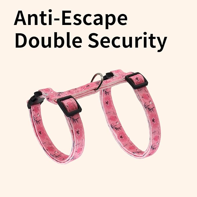 Cotton Cat Harness and Leash Set, Escape-Proof Adjustable Soft Harness for Kitten, Small & Large Cats, Ideal for Travel & Outdoor Walking (Pink)
