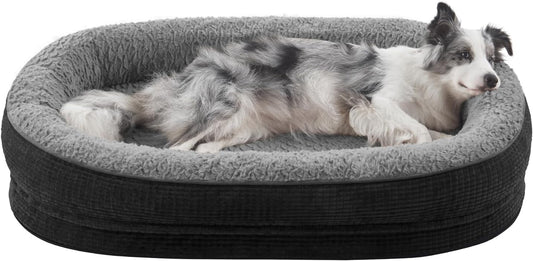 JOEJOY Orthopedic Dog Beds Large Sized Dog, Egg-Crate Memory Foam Pet Couch Bed with Bolster Sides, Waterproof Lining, Removable Washable Cover & Non-Slip Bottom, Black - Pet Explorer