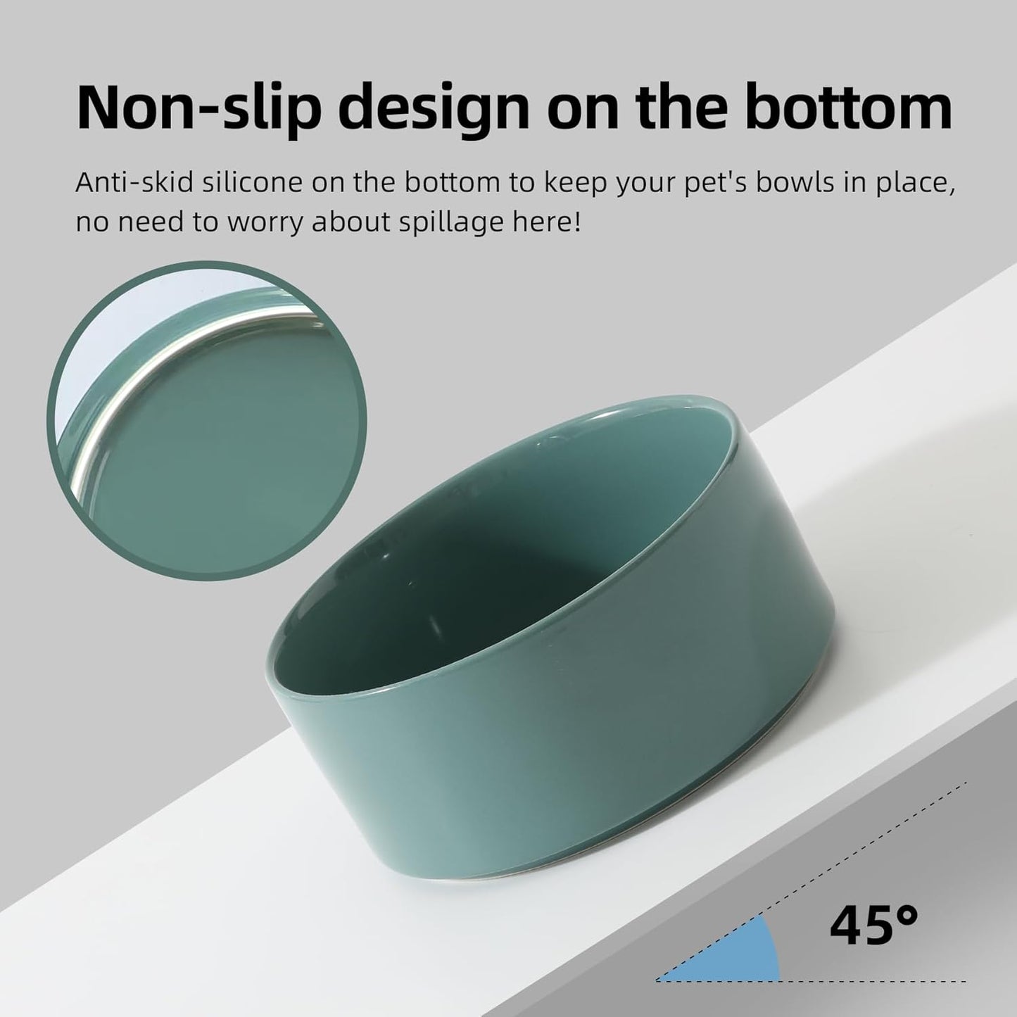 Ceramic 7.3inch Dog Bowl, Food and Water Bowl for Medium Breed Dog, Pet Feeder for Replacement (Single Bowl, Dark Green) - Pet Explorer