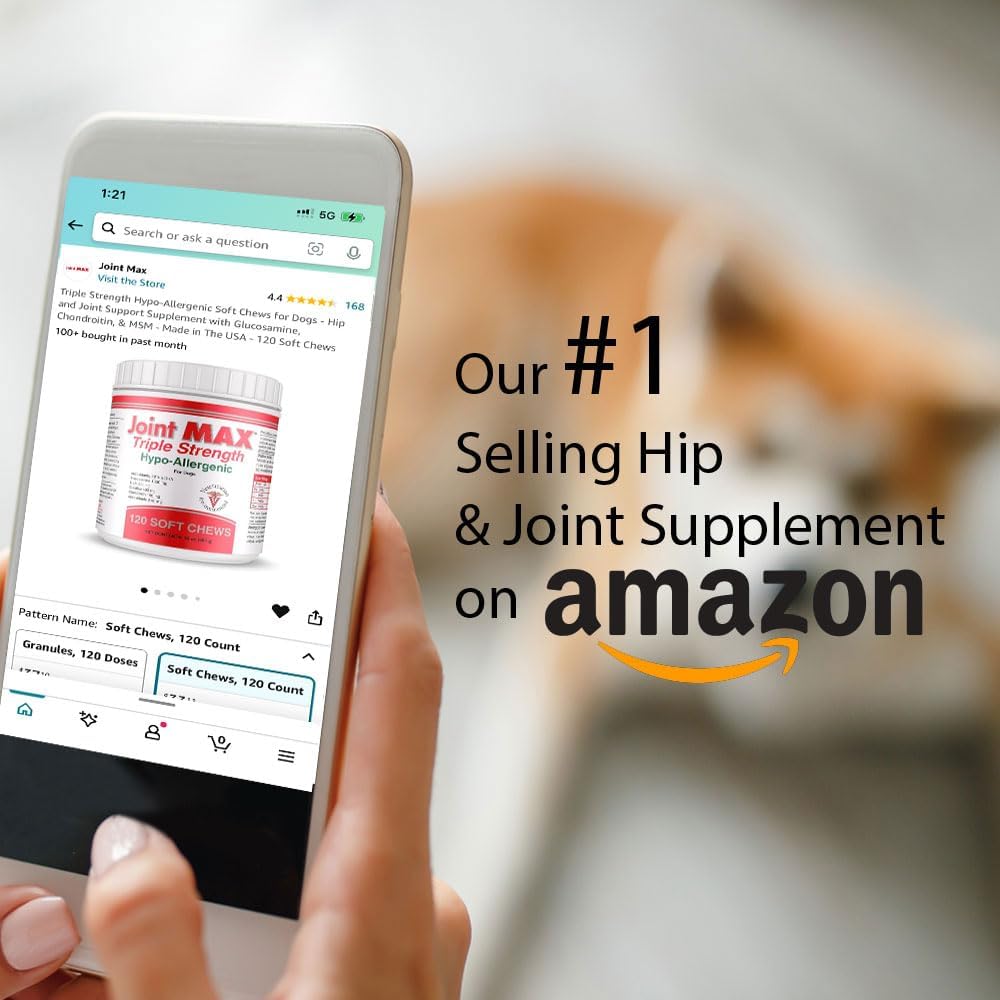 Triple Strength Hypo-Allergenic Soft Chews for Dogs - Hip and Joint Support Supplement with Glucosamine, Chondroitin, & MSM - Made in The USA - 120 Soft Chews - Pet Explorer