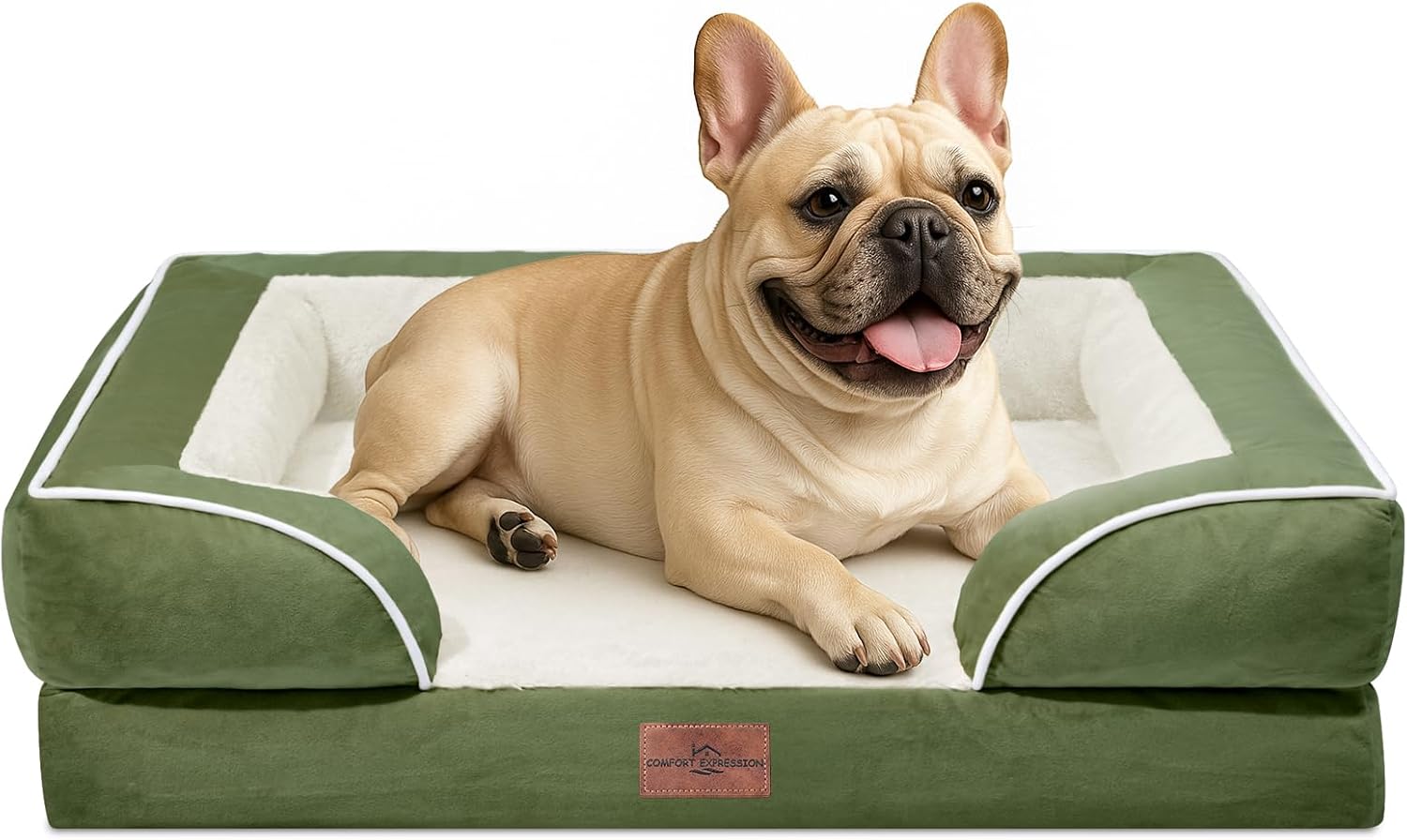 Comfort Expression Small Dog Beds Waterproof Orthopedic Foam Dog Sofa Beds for Medium Dogs Comfy Pet Bed with Washable Removable Cover & Non-Slip Bottom(Small,Light Green) - Pet Explorer