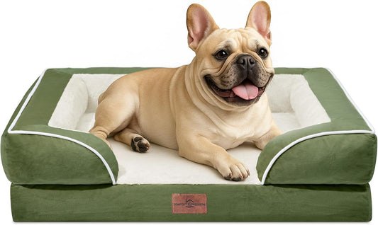 Comfort Expression Small Dog Beds Waterproof Orthopedic Foam Dog Sofa Beds for Medium Dogs Comfy Pet Bed with Washable Removable Cover & Non-Slip Bottom(Small,Light Green) - Pet Explorer