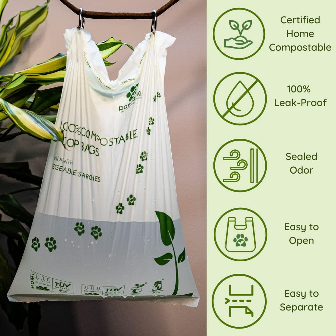Pawtria Certified Home Compostable Dog Poop Bags (120), Biodegradable Poop Bags for Dogs, Cat Litter, Vegetable Starches, Eco-friendly Dog Waste Bags, Leakproof, Easy to Open, Give Back - Pet Explorer