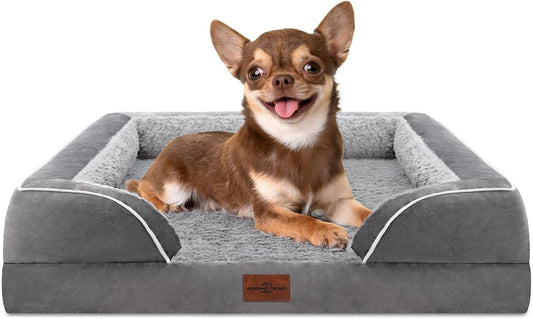 Comfort Expression Small Dog Beds Waterproof Orthopedic Foam Dog Sofa Beds for Small Dogs Comfy Pet Bed with Washable Removable Cover & Non-Slip Bottom(X-Small,Grey) - Pet Explorer