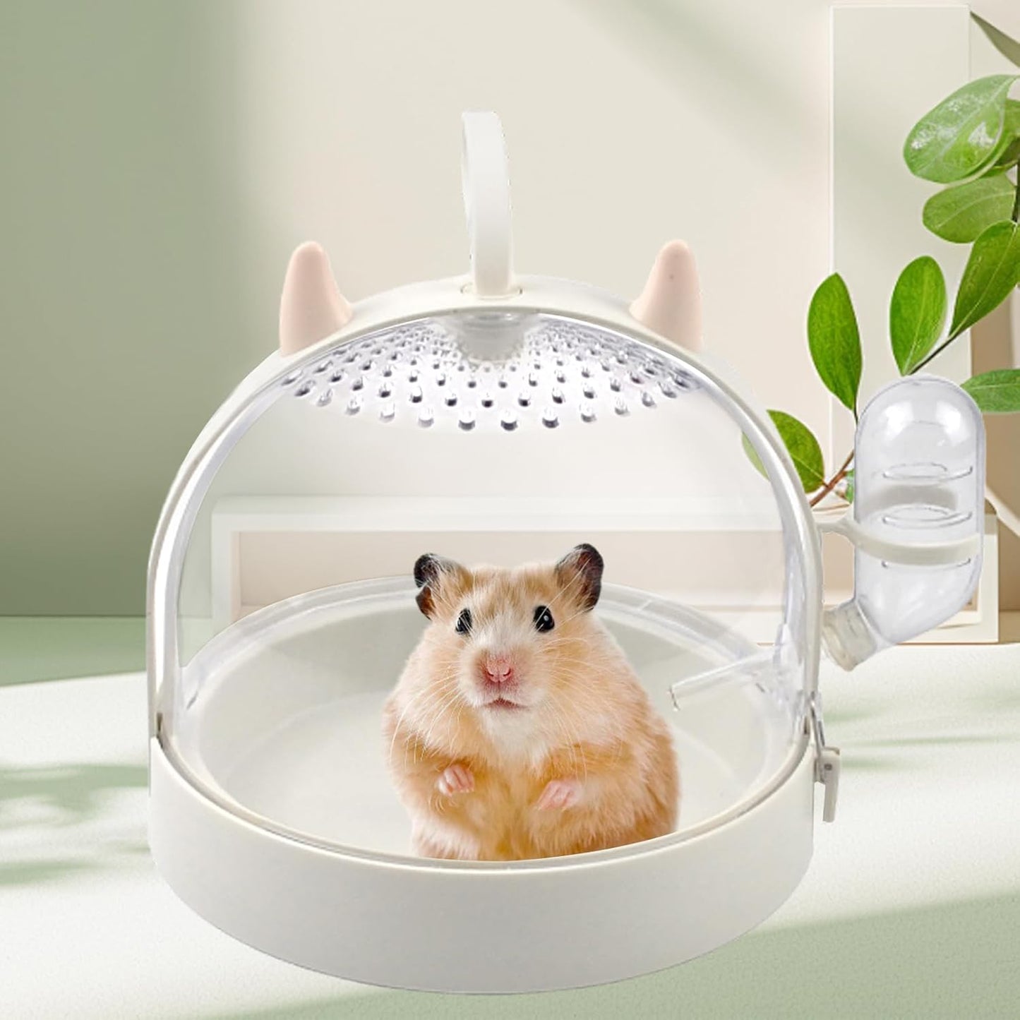 Hamster Portable Cage Travel Case,Hamster Carrying Cage High Permeability Guinea Pig Travel Cage with Water Bottle Travel Carrier for Gerbils Mice Guinea Pigs Sugar Glider(White) - Pet Explorer