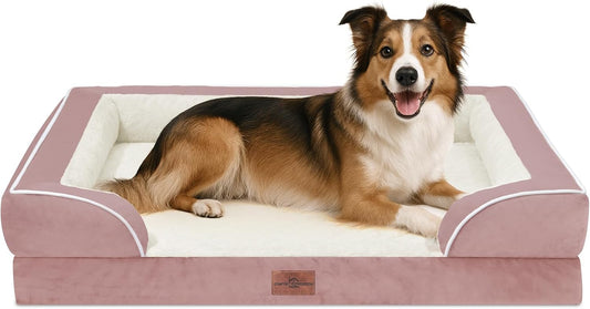 Comfort Expression Large Dog Beds Waterproof Orthopedic Foam Dog Sofa Beds Comfy Pet Bed with Washable Removable Cover & Non-Slip Bottom(Large,Pink) - Pet Explorer