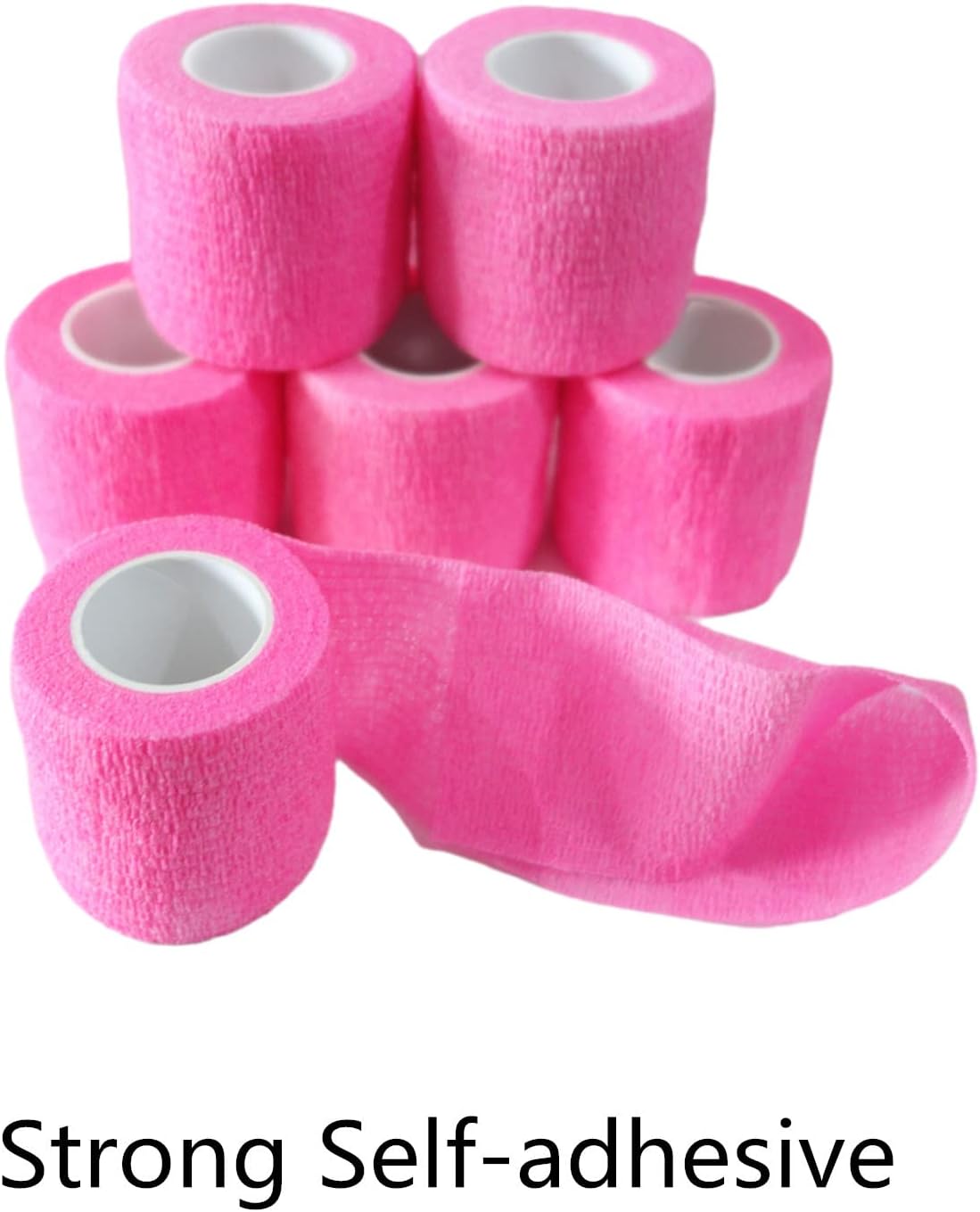 6 Pack 2" x 5 Yards Self Adhesive Bandage Wrap Breathable Cohesive Vet Wrap for Pets, Elastic Self-Adherent Tape for Sports, Wrist, Ankle (Pink) - Pet Explorer